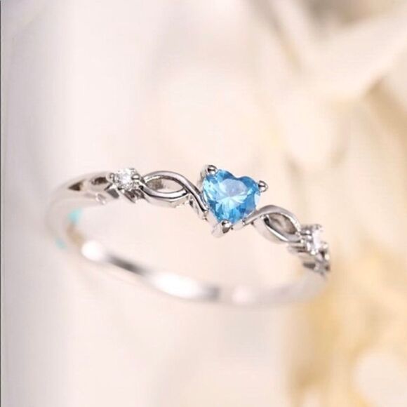 Jewelry - Pretty Seablue Heart Shaped Blue Topaz Ring